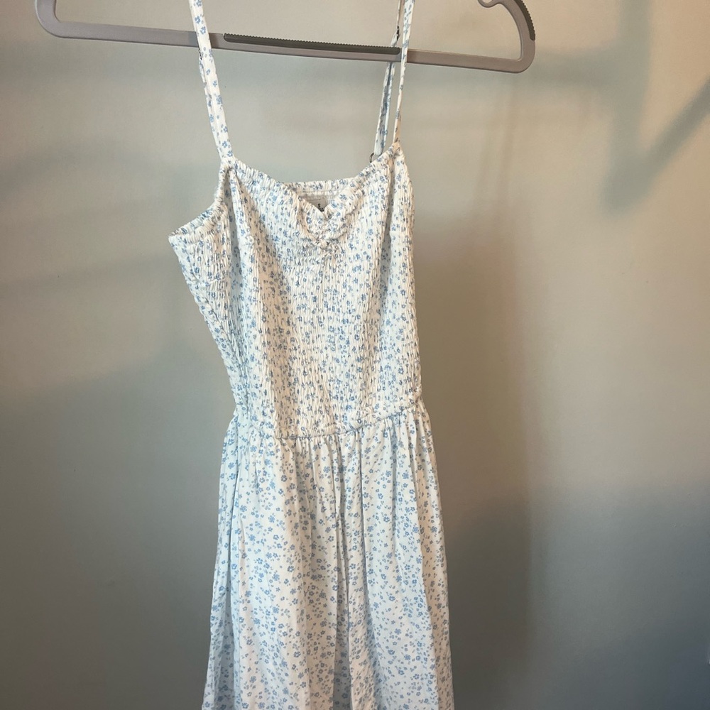 Hollister White and Blue Floral Mini Dress
